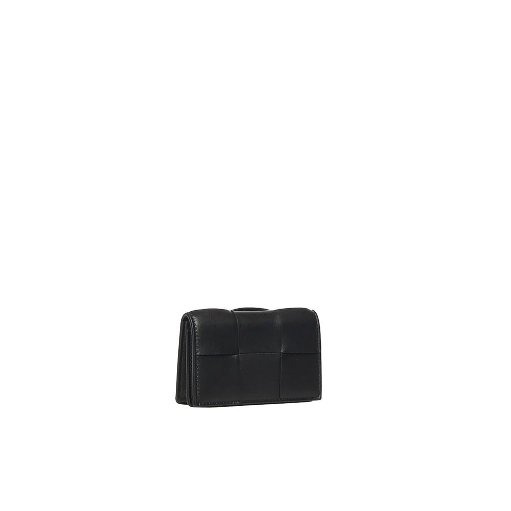 Bottega Veneta Cassette Intrecciato Leather Card Holder Brown