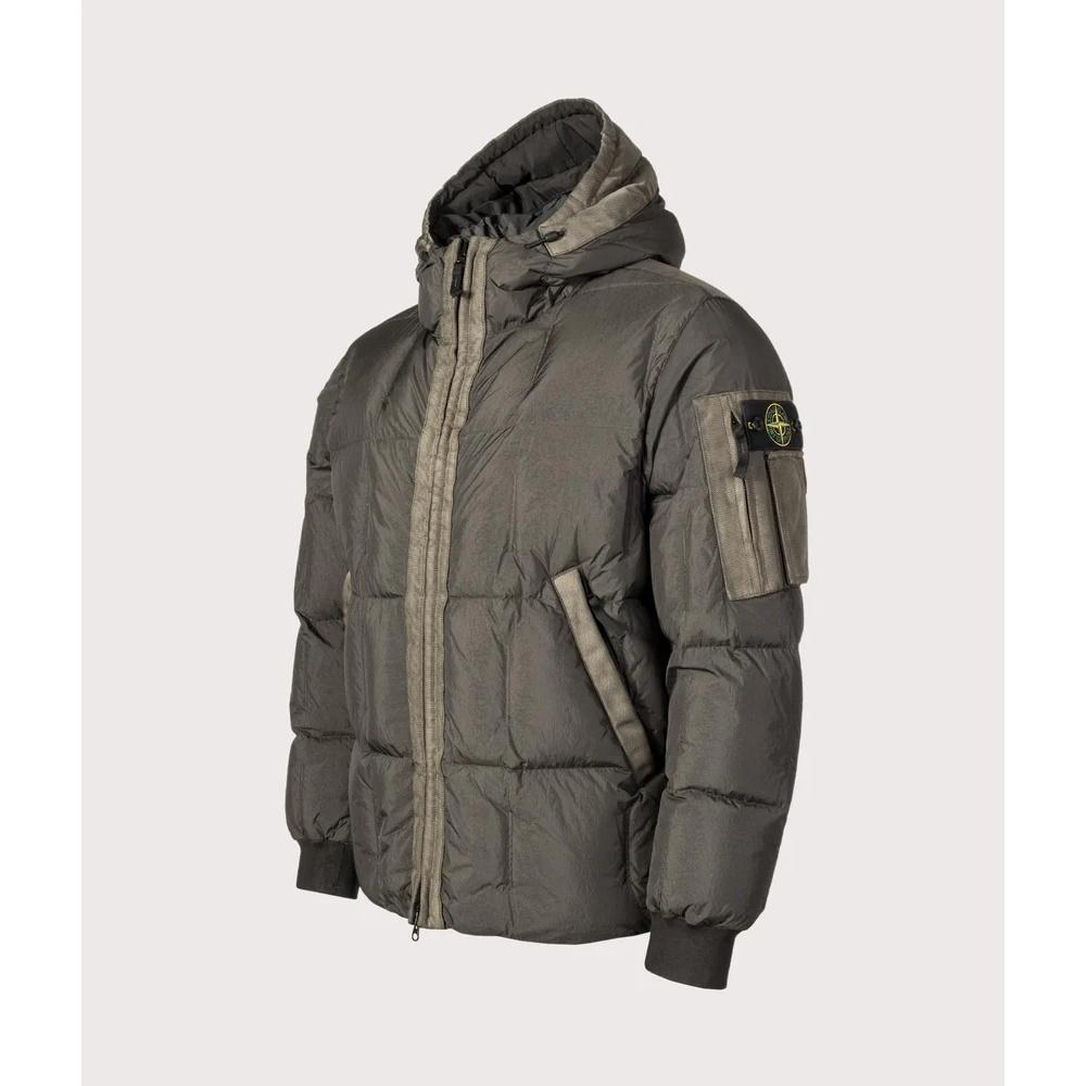 STONE ISLAND Logo Patch Down Jacket for Men Navy
