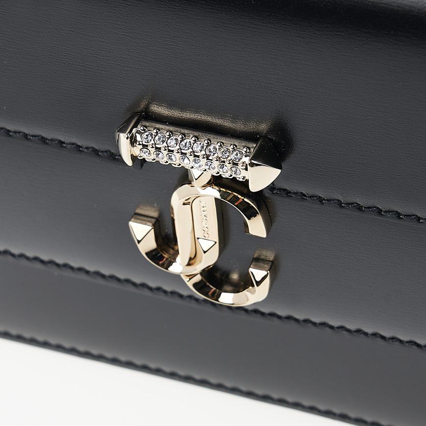 Jimmy Choo Avenue Quad XS Black Crossbody Bag Light Gold Hardware