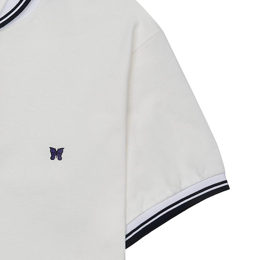 NEEDLES Men’s Shawl Polo T-Shirt QV354A OFF WHITE