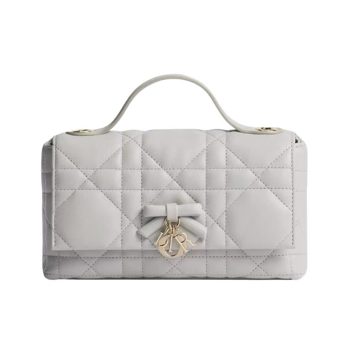 DIOR My Tender Dior Top Handle Bag Mini Shoulder Bag Gray Leather