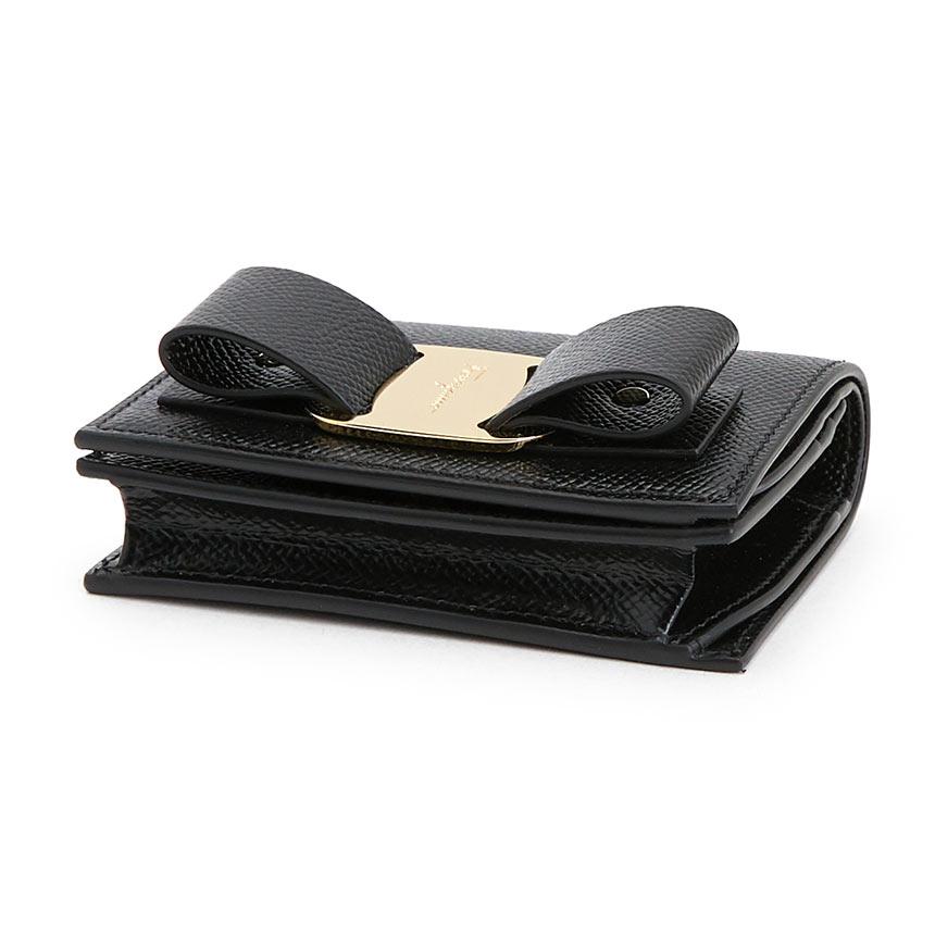 Ferragamo Vara Bow Leather Bifold Wallet Black Women’s