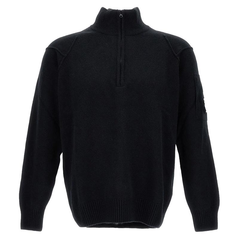 CP Company Lambswool Half-Zip Turtleneck Sweater Black Men