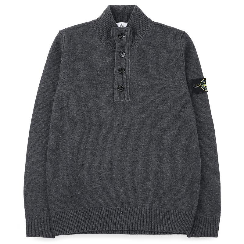 STONE ISLAND Men’s Lambswool Half Zip Sweater Reed Gre L2S15 5100040 S00A3 V0M62