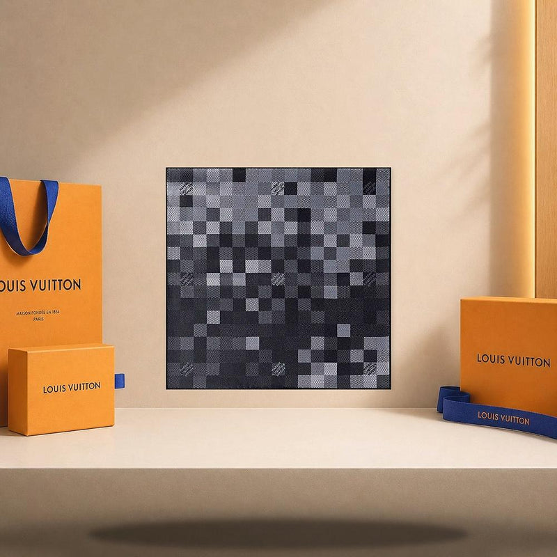 Louis Vuitton Damier Pocket Square Scarf Black