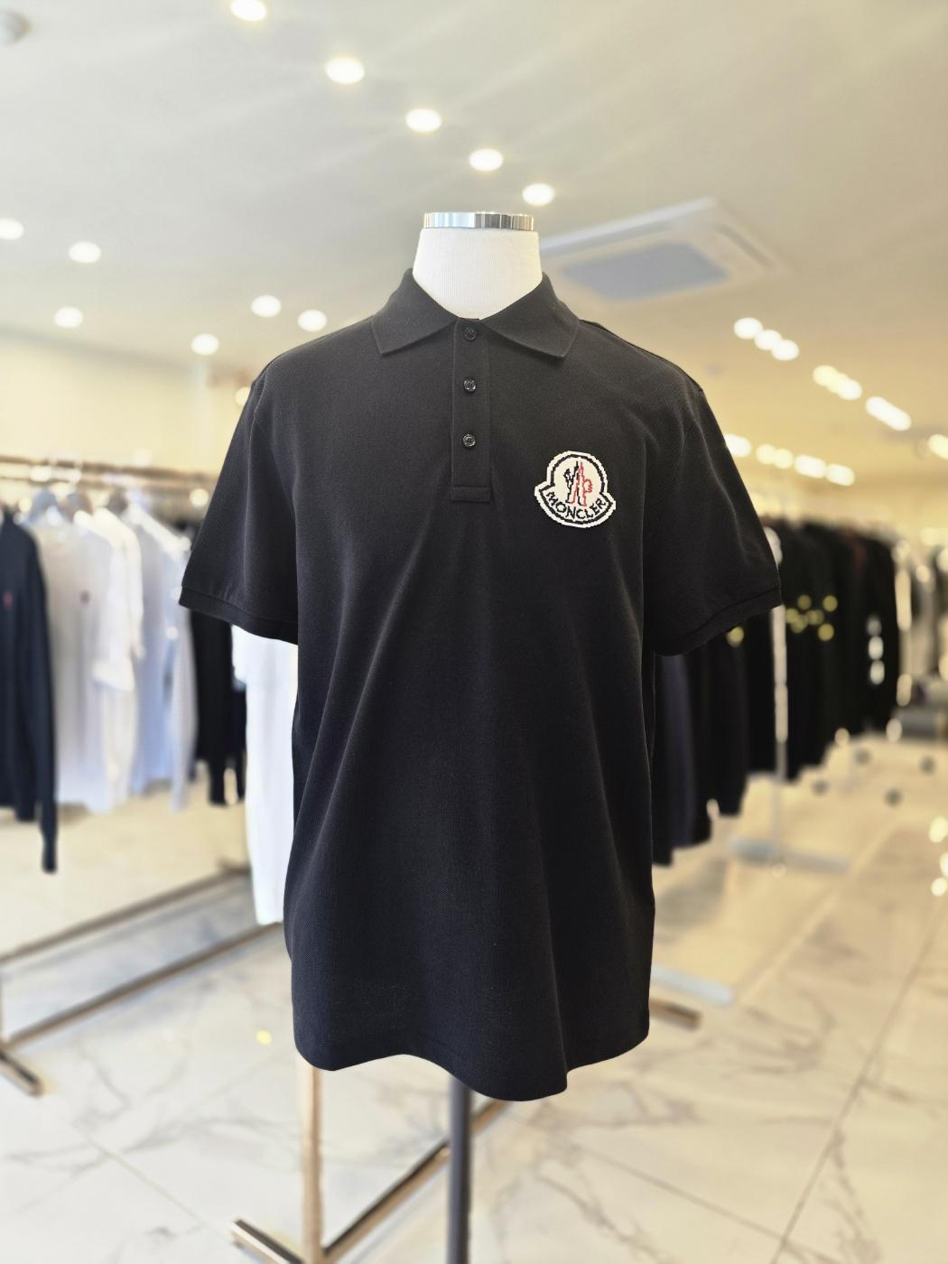 Moncler Big Logo Short Sleeve Polo T-Shirt Black 8A00005 89A16 998
