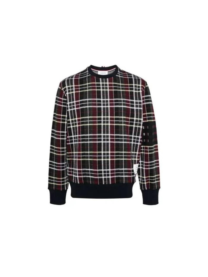 THOM BROWNE 4-Bar Stripe Jacquard Cotton Crewneck Sweater