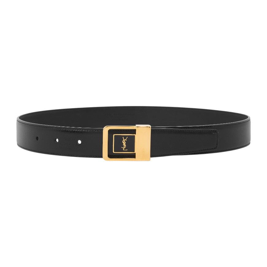 Saint Laurent LA 66 Buckle Leather Belt Black Women’s
