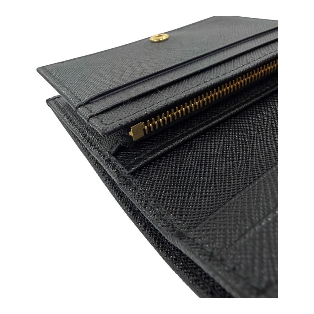 PRADA Saffiano Leather Triangle Logo Small Bifold Wallet