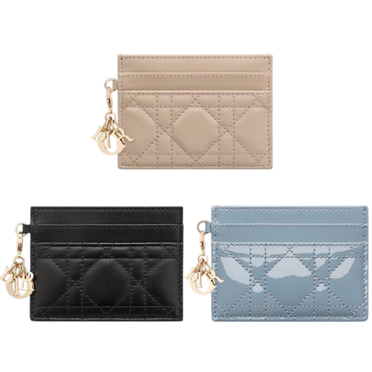 DIOR Lady Dior Freesia Leather Card Holder Wallet