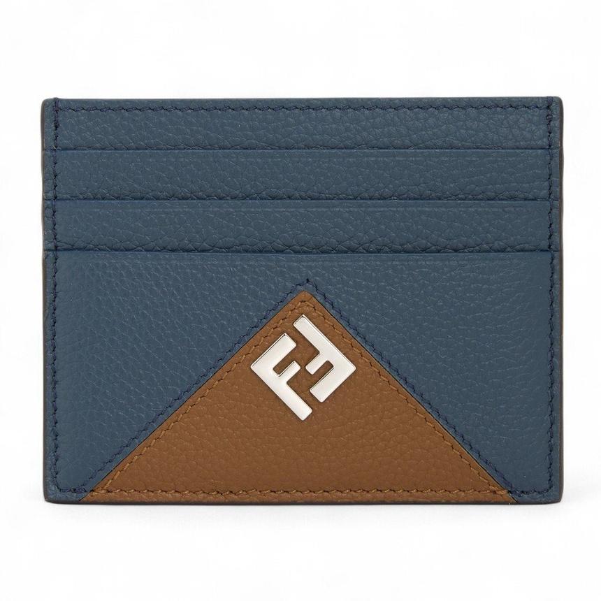 FENDI Blue Calfskin Bifold Cardholder Wallet for Men
