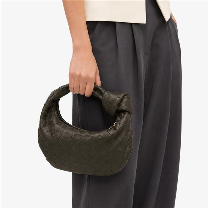 Bottega Veneta Mini Jodie Leather Hobo Bag Green Tote