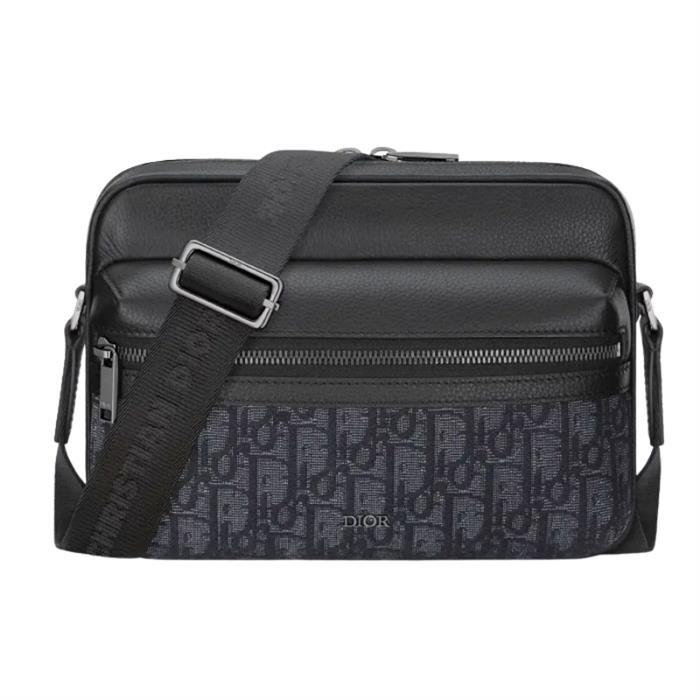 DIOR Rider 20 Zip Messenger Bag Black Leather Crossbody 1ESPO340YKS H03E