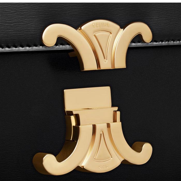 CELINE Triomphe Classic Shoulder Bag Black Leather