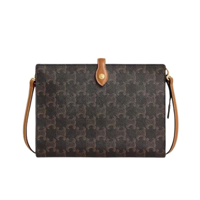 CELINE Small Ava Triomphe Canvas Natural Calfskin Shoulder Bag