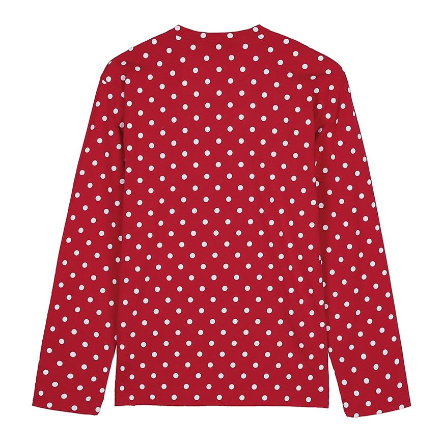 Comme des Garcons Unisex Heart Patch Polka Dot T-Shirt AZ T166 051 RED WHITE