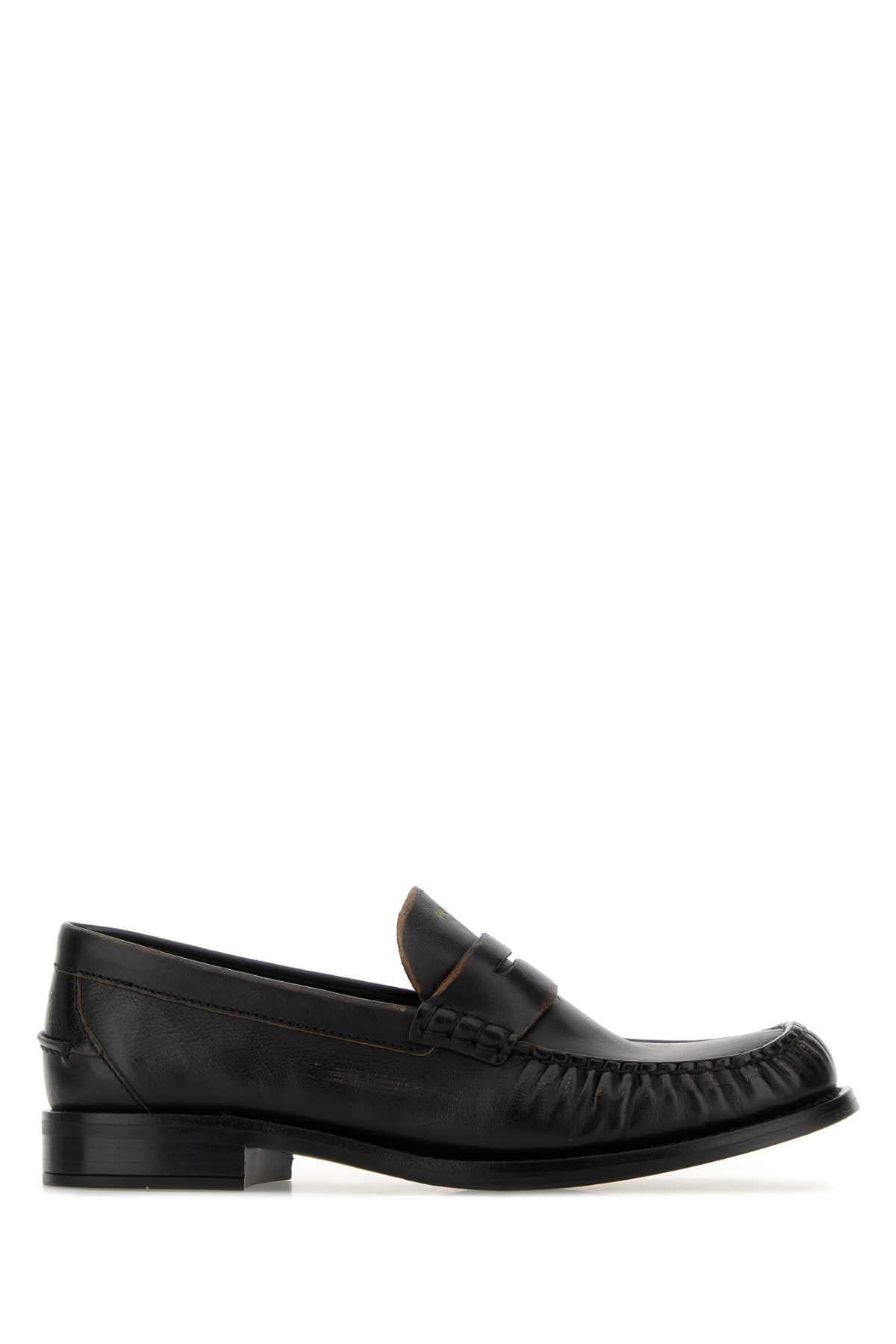 PRADA Black Leather Chunky Loafers