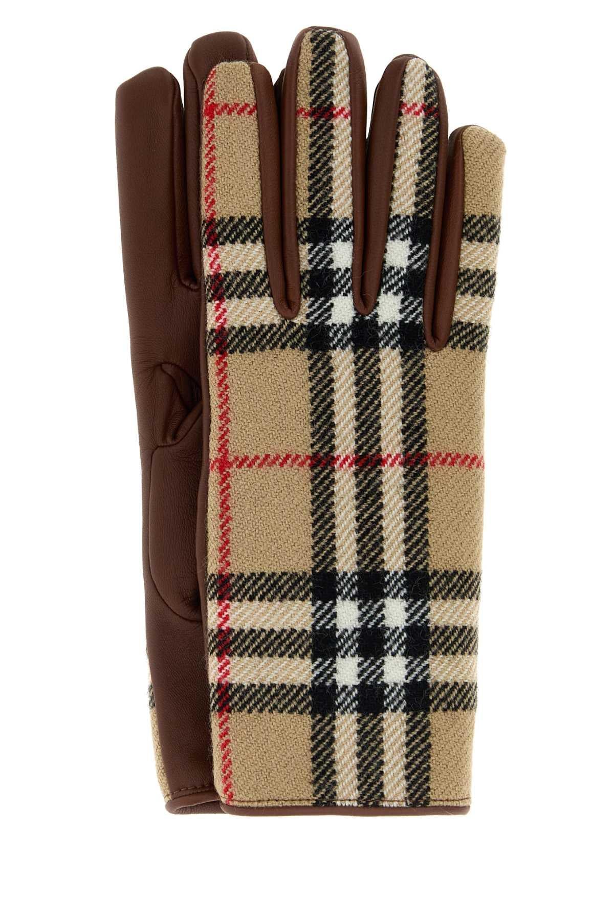 BURBERRY Black Leather Gloves Women’s