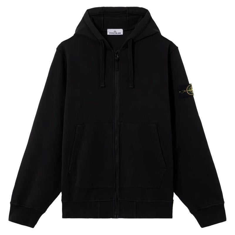 STONE ISLAND Logo Patch Hooded Zip-Up Jacket Black Men’s