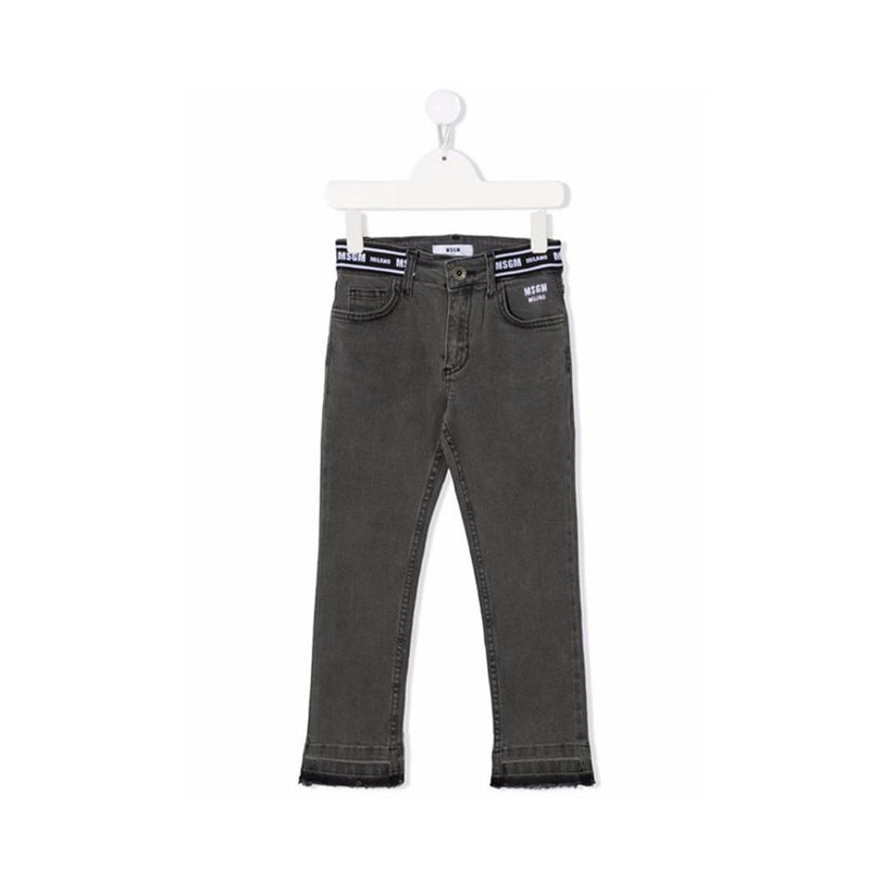 MSGM Logo Band Skinny Jeans Women Blue Denim Pants