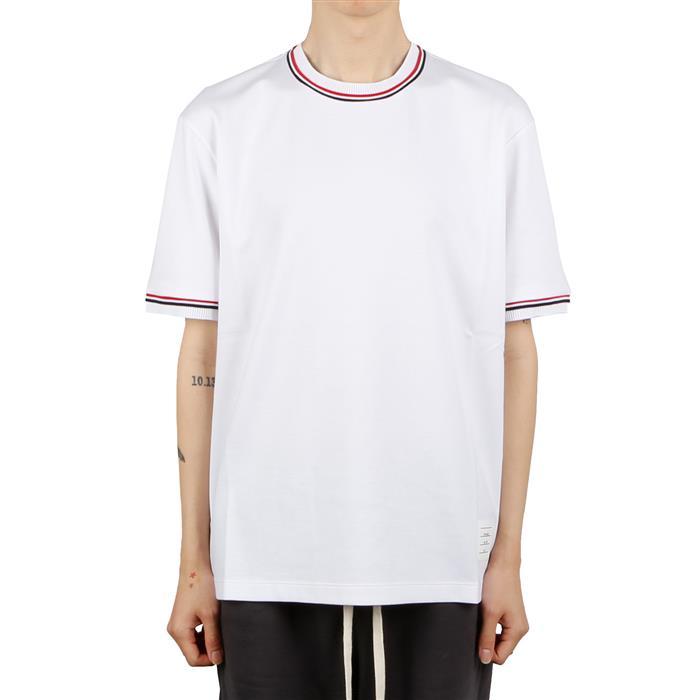 THOM BROWNE RWB Rib Trim Short Sleeve T-Shirt White Men