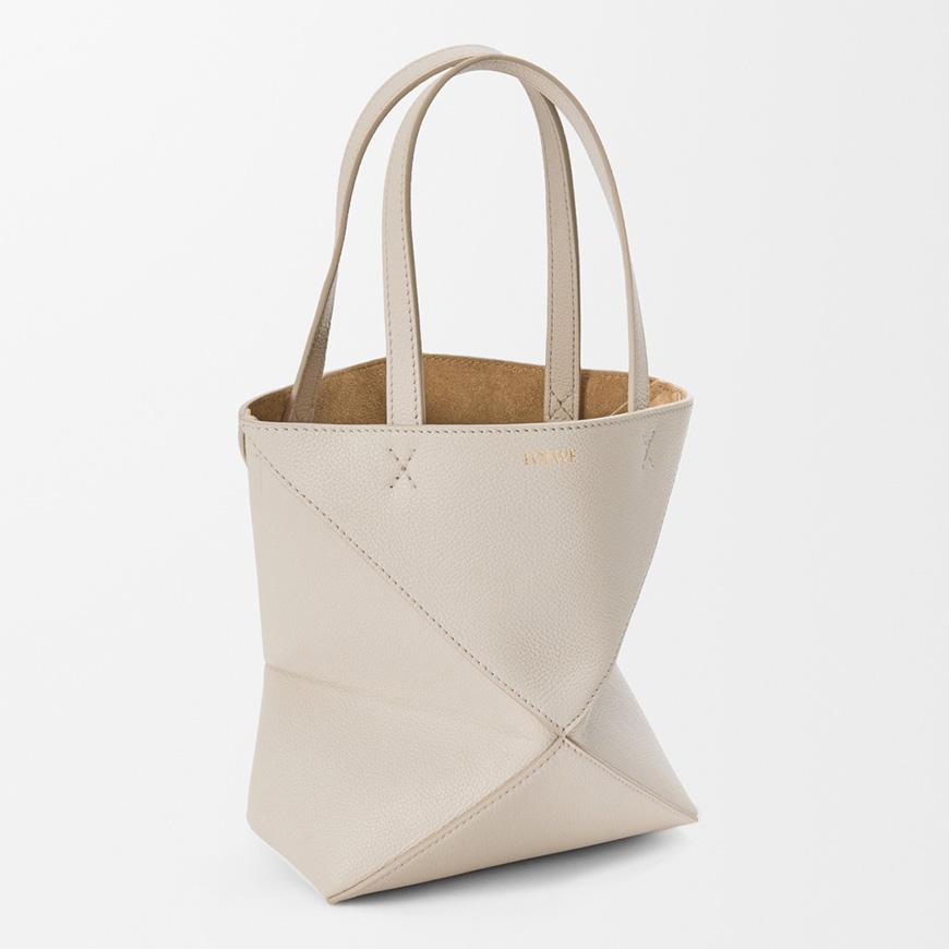 LOEWE Mini Puzzle Fold Tote Bag Leather Brown Women’s