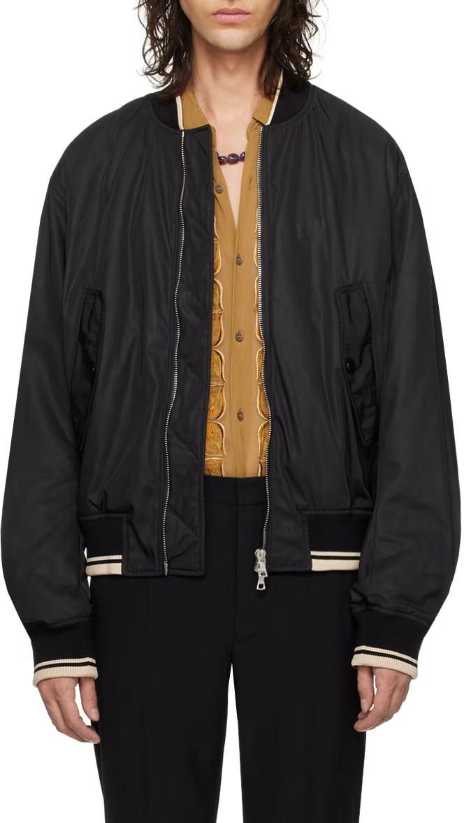 Dries Van Noten Men's Black Bomber Jacket 241 020517 8210 900