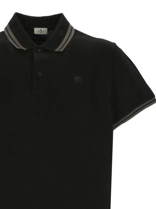 Etro Black Cotton Polo Shirt for Men MRMD0007 AC174 N0000