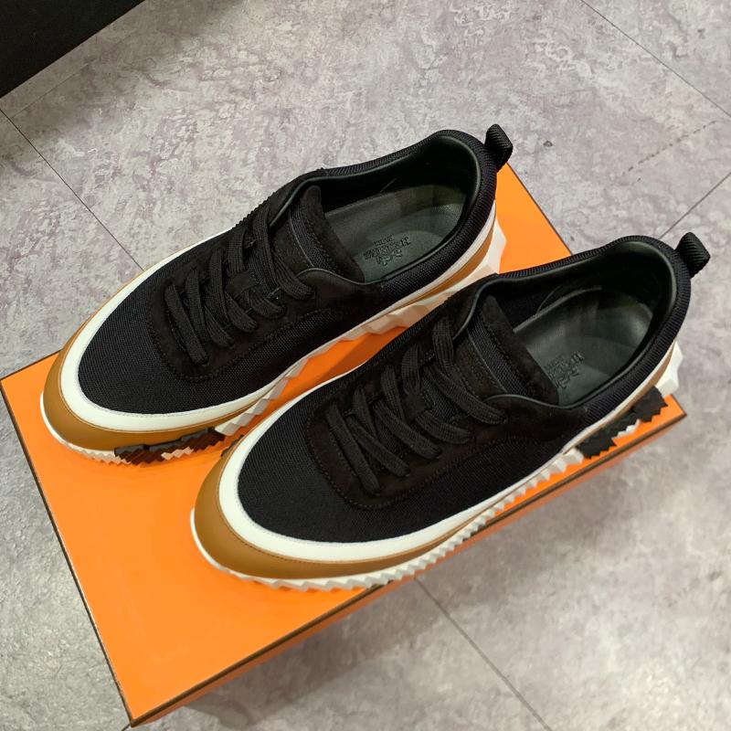 HERMES Men’s Bouncing Sneakers Black Brown Low-Top