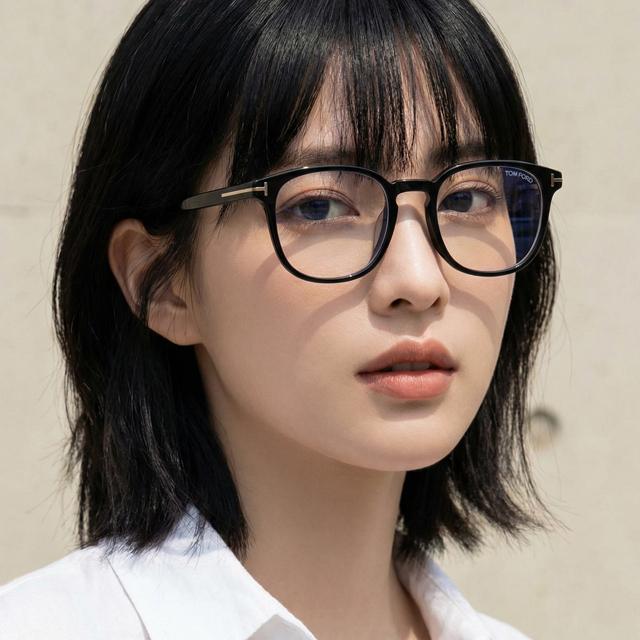 TOM FORD Blue Light Blocking Square Acetate Eyeglasses Asian Fit