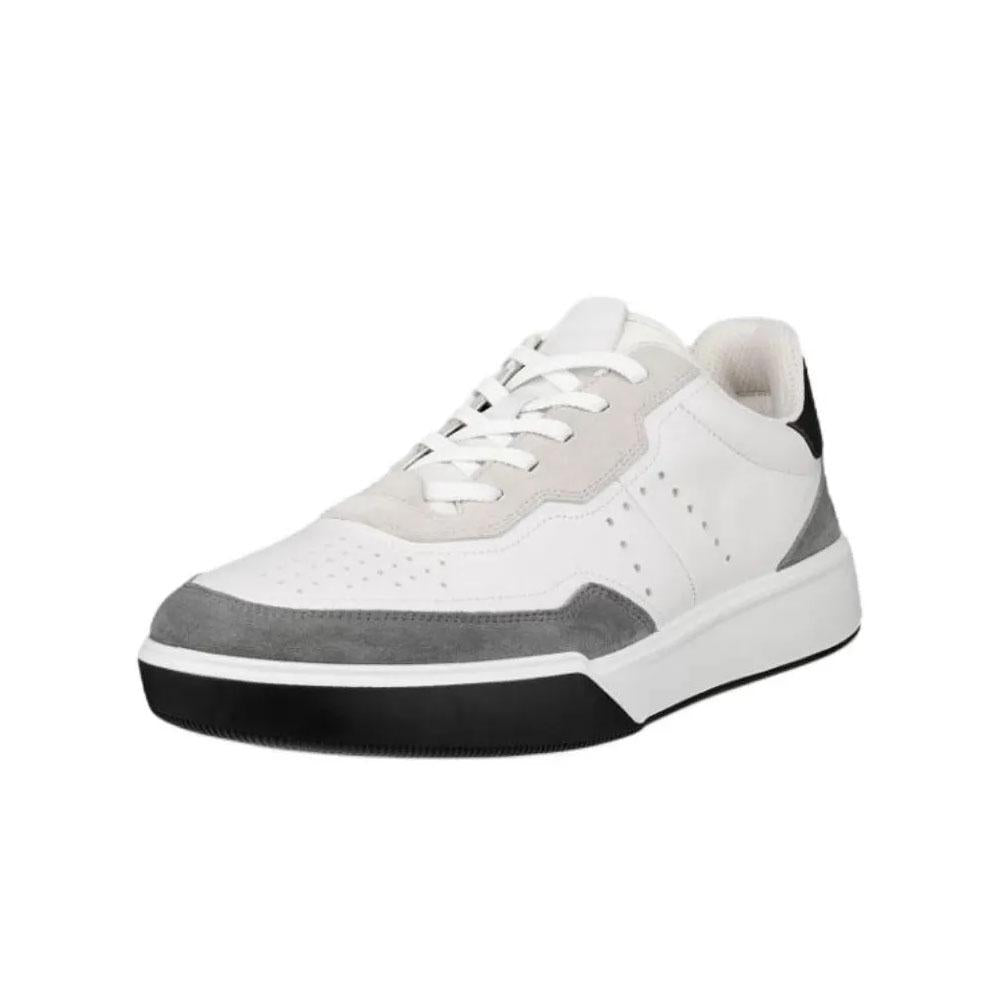 ecco Street Court White Leather Low-Top Sneakers for Men