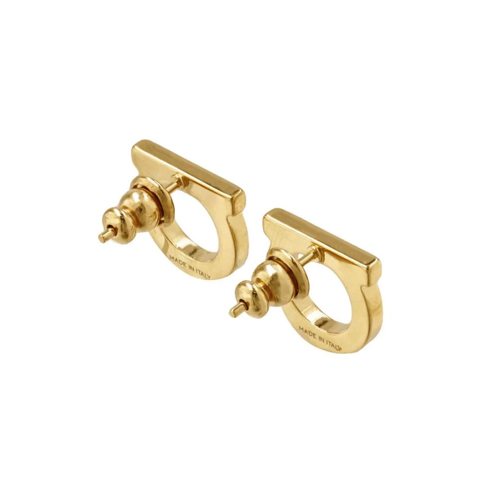 Ferragamo Gancini Logo Large Gold Earrings