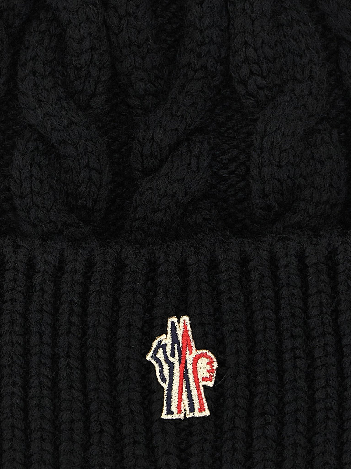 Moncler Black Wool Rib Knit Beanie