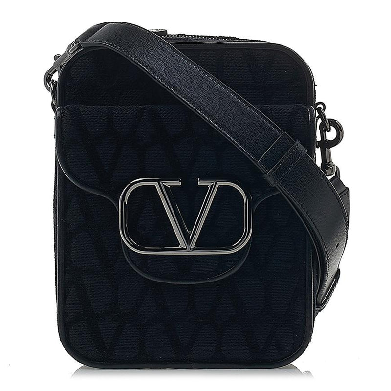 VALENTINO Garavani Signature V Logo Shoulder Crossbody Bag Black