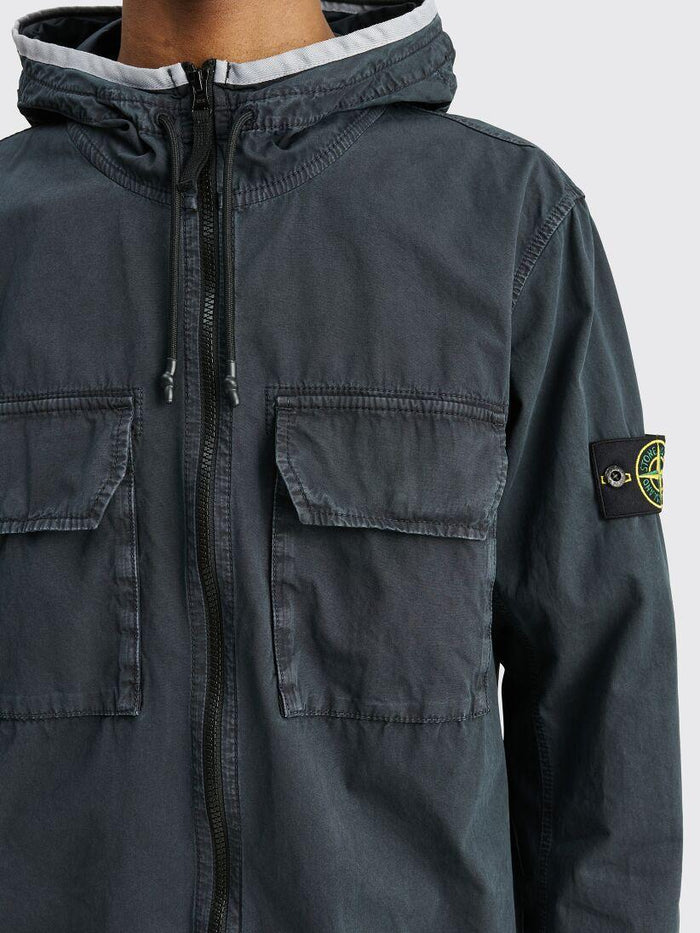 STONE ISLAND Logo Patch Cotton Hooded Overshirt Jacket 7615122WN V0165