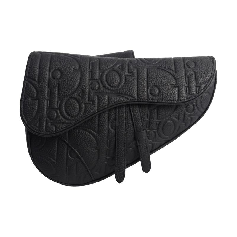 DIOR Saddle Sling Bag Men’s Crossbody Bag Black Leather