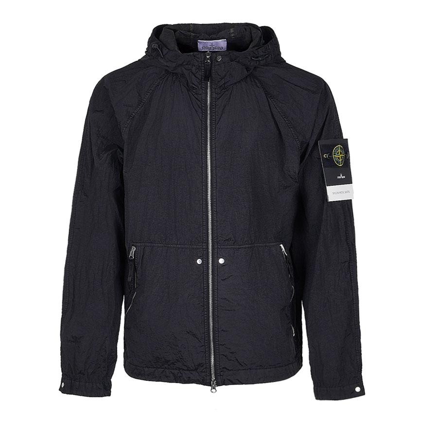 STONE ISLAND Men’s Water-Resistant Windproof Hooded Jacket Black