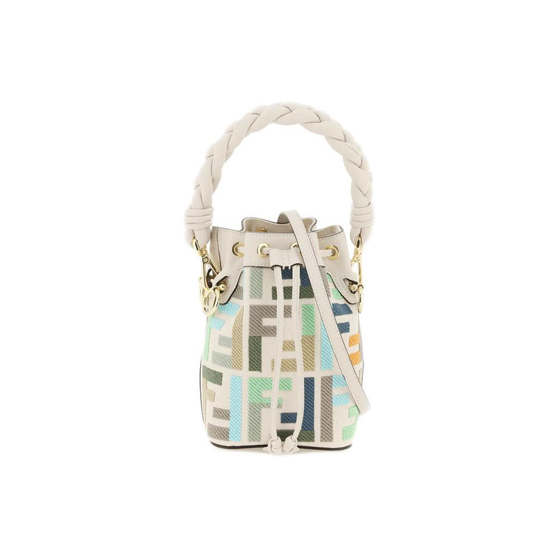 FENDI Mon Tresor Logo Mini Bucket Bag Light Beige Crossbody