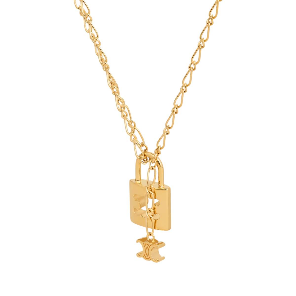 CELINE Triomphe Lock Necklace Gold-Finish Brass Pendant