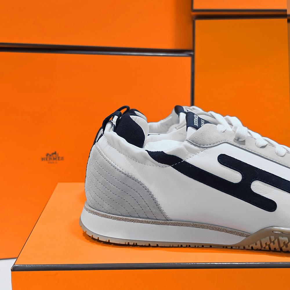 HERMES White H Black Jet Sneakers Low-Top Men