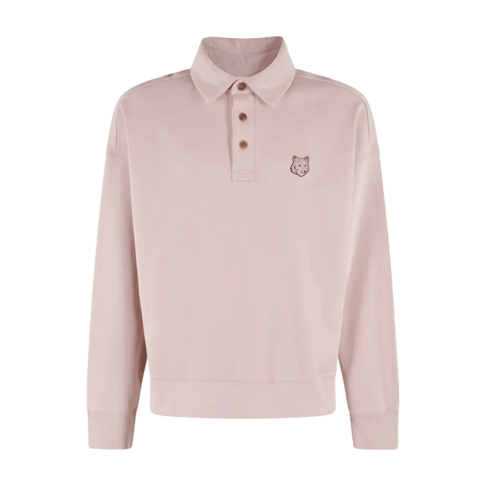 Maison Kitsune Bolt Fox Polo Collar Men’s Sweatshirt OM00211 KM0001
