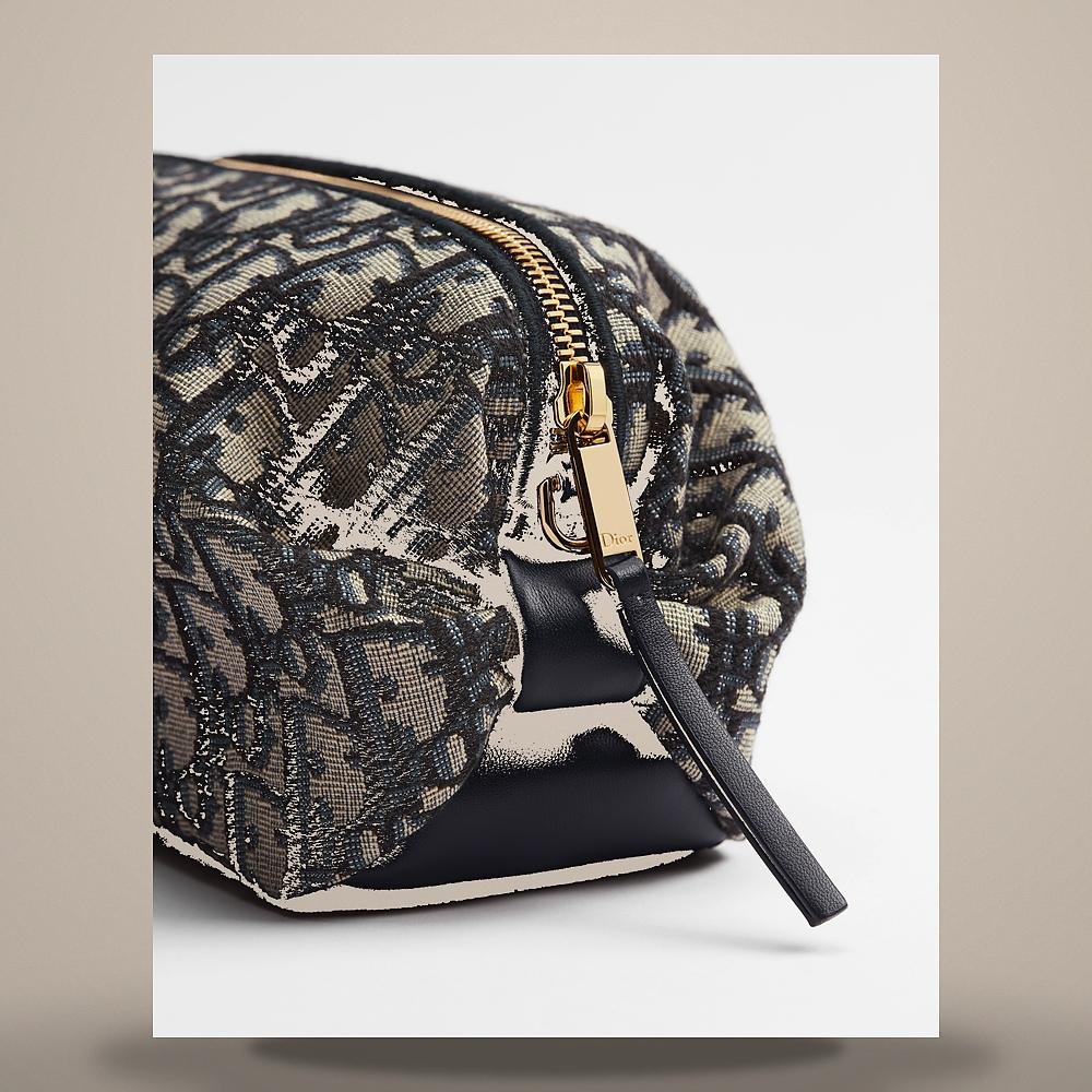 DIOR Blue Dior Oblique Jacquard Bow Pouch Shoulder Bag