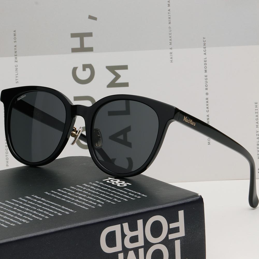 Max Mara Black Round Acetate Asian Fit Sunglasses MM0108K 01A