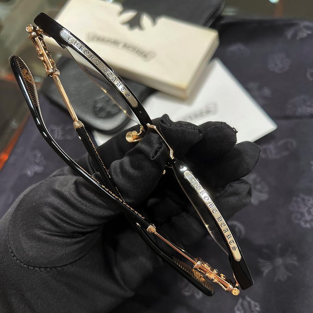 Chrome Hearts Black Gold-Tone Bonen Noisure II Eyeglasses