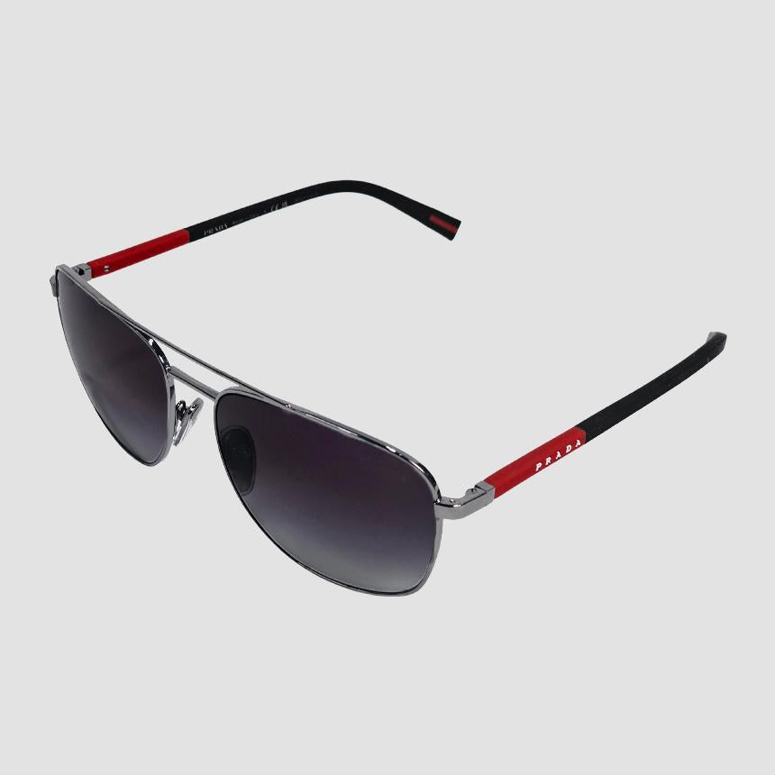 PRADA Aviator Sport Sunglasses Gray Lens Metal Frame Men’s PR 54ZS 5AV09U