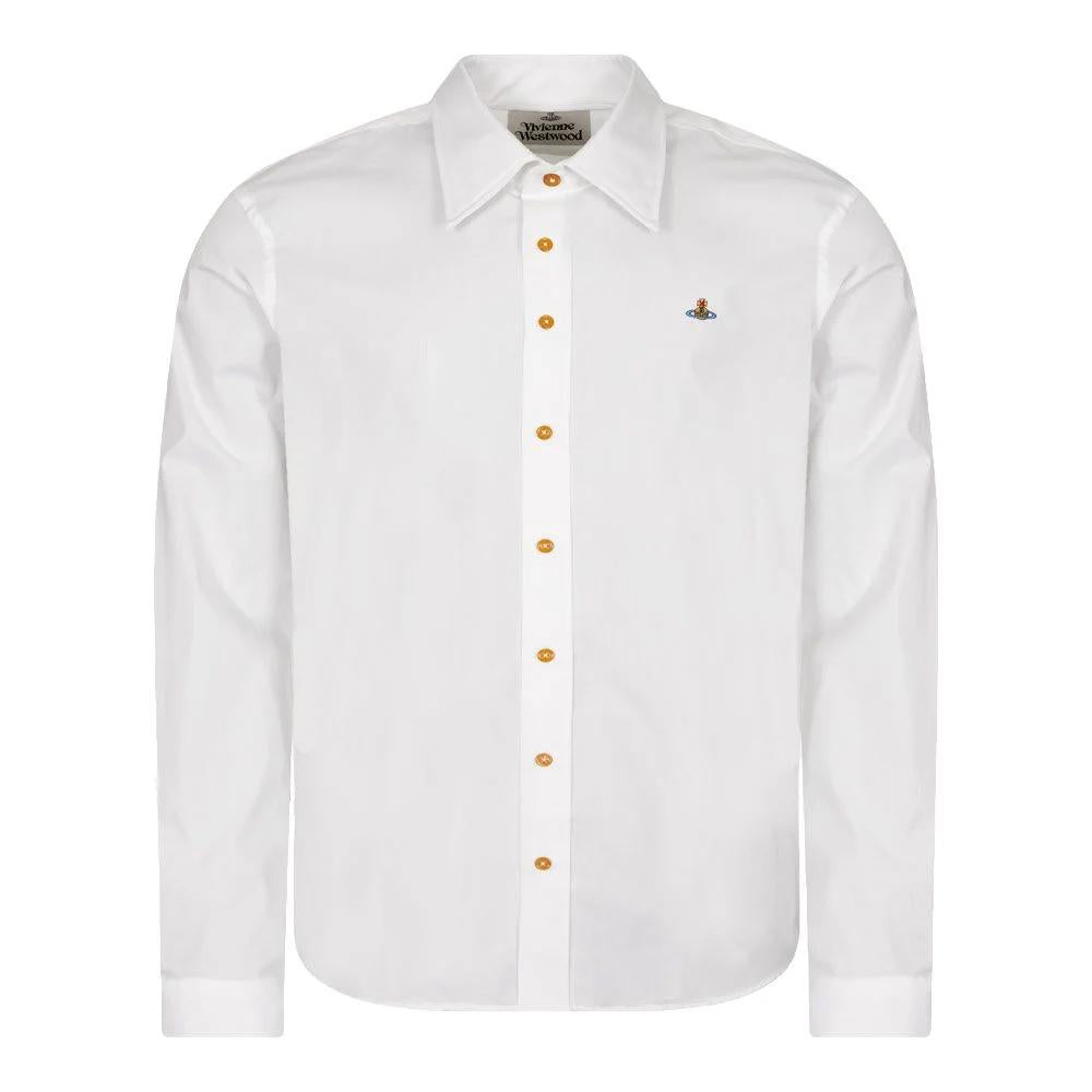 Vivienne Westwood ORB Logo Embroidered White Long Sleeve Shirt