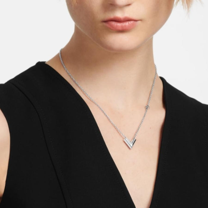 Louis Vuitton Essential V Logo Silver Necklace