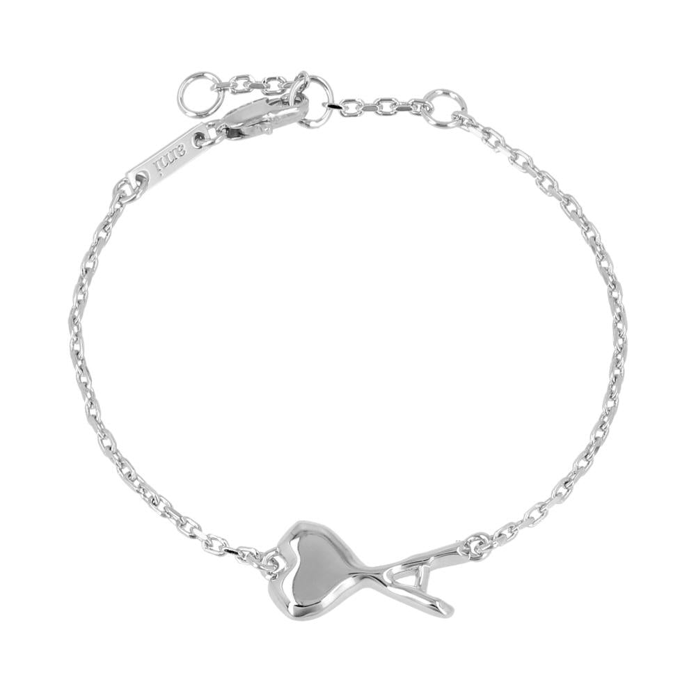 AMI Hammered Heart Logo Thin Chain Bracelet Black/Silver