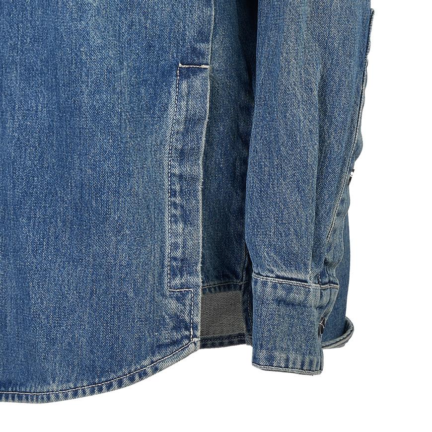 WOOYOUNGMI Blue Denim Back Logo Long Sleeve Shirt M243SH17 983L