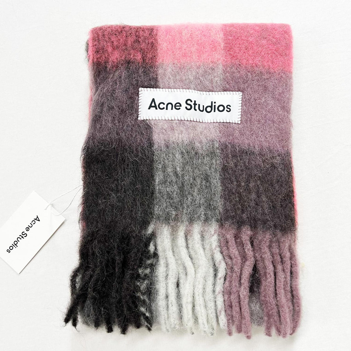 Acne Studios Check Alpaca Scarf Fuchsia CA0084